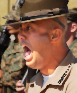 drill sergeant screaming