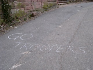 Go TROOPERS! Chalk slogan on Philosophers' Way